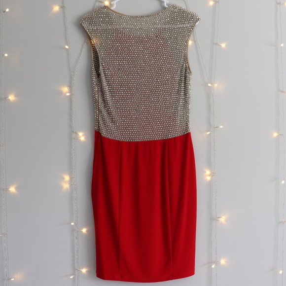 Red Fitted Cocktail Dress with Sparkles | 086 - Picture 2 of 4
